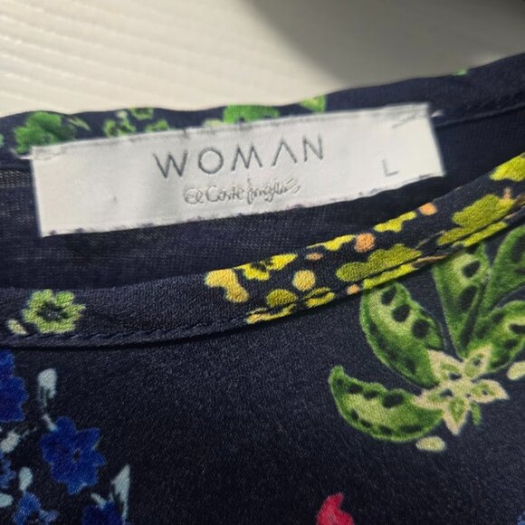 El Corte Ingles navy floral paisley tunic top NWOT Size‎ L - Picture 2 of 4